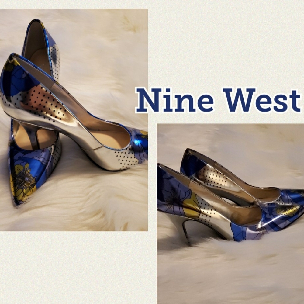 Silver Patent Pumps